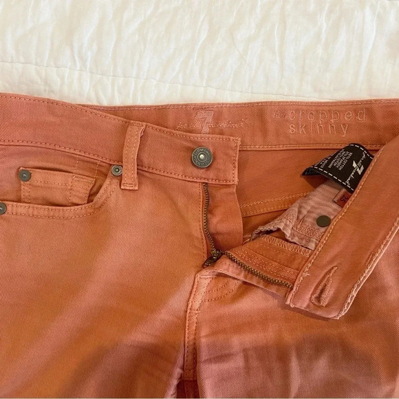 7 for all Mankind Peach Cropped Skinny Jeans size 25 - Picture 7 of 9
